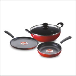 Mr.Cook Non-Stick Cookware 3 Pc Kitchen Set With Glass Lid